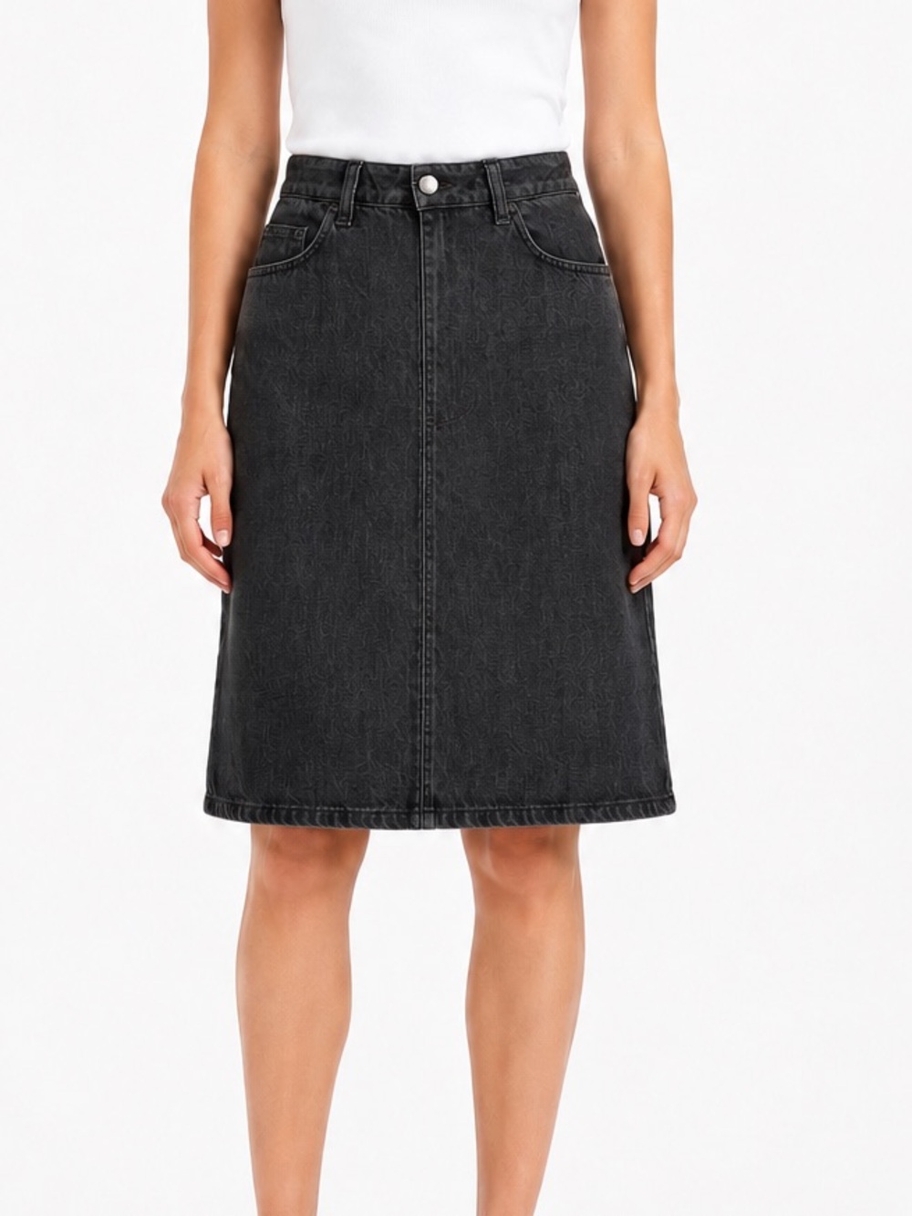 Vintage Farhi by Nicole Farhi Italian Denim Midi Skirt Size 8